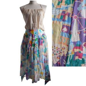 Tsumori Chisato 💯 Silk Dainty Handkerchief Assymetric Midi Skirt S